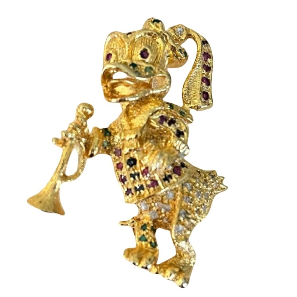 Vintage Disney Gold Donald Duck with Multicolor Crystals